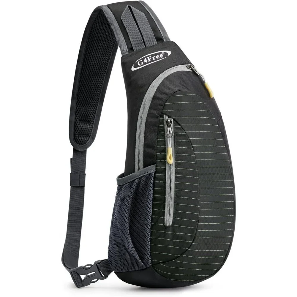 Women's Black Small Lightweight Chest Shoulder Bags Travel Cross Body Backpack